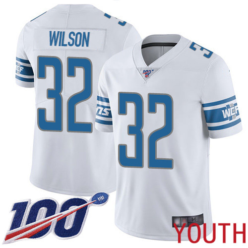 Detroit Lions Limited White Youth Tavon Wilson Road Jersey NFL Football 32 100th Season Vapor Untouchable